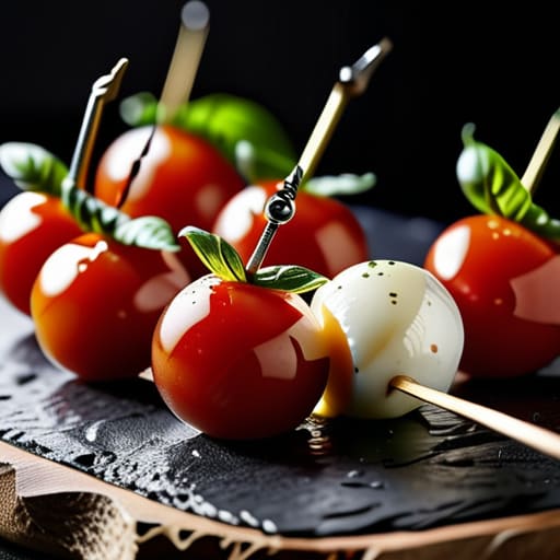 Caprese Skewers with a Twist and glaze.