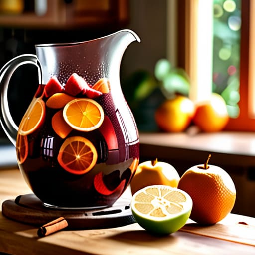The Big Batch Spiced Sangria in pitcher.