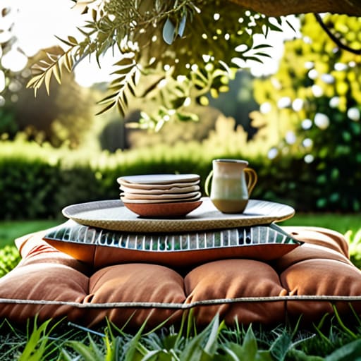 The Low-Key Garden Picnic with floor cushions.