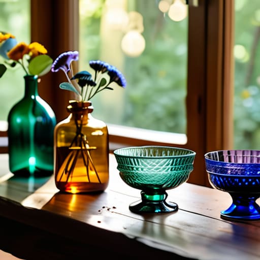The Thrifted Glassware Glow on a table.