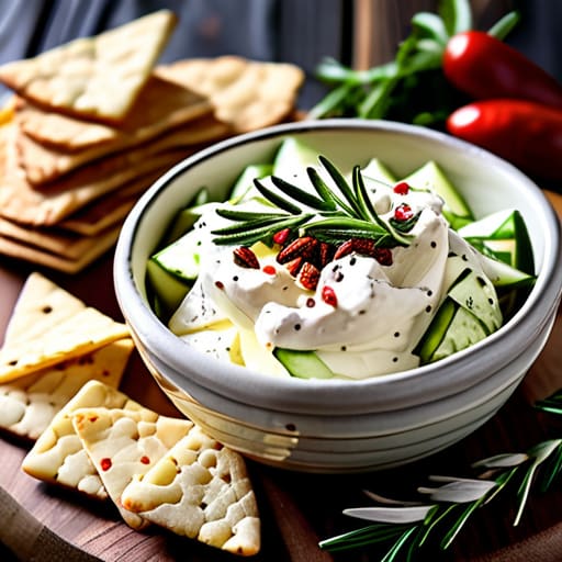 The Ultimate Whipped Feta on wooden board.
