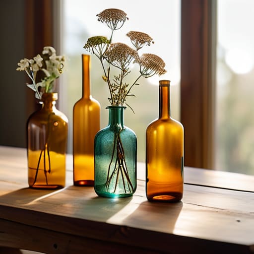 Thrifted Glassware and Wildflowers in vintage vases.