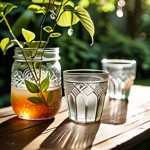 Vintage Glassware for Outdoor Sips in garden.