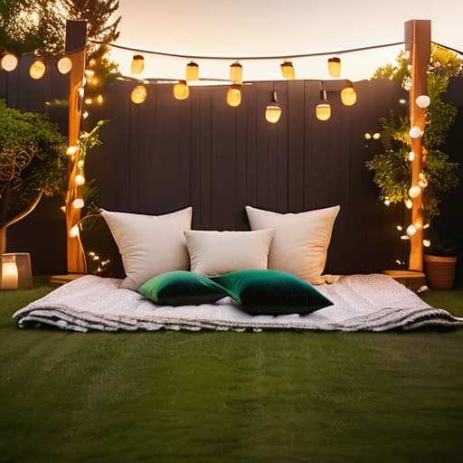 Cozy backyard cinema under the stars.