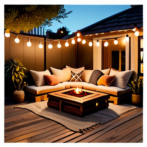 Cozy backyard glamping vibes with fairy lights.
