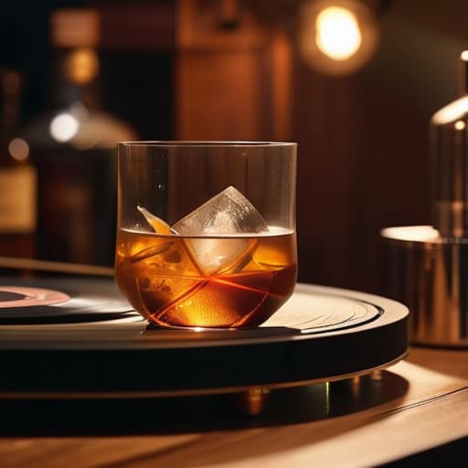 Nostalgic Retro Vinyl and Cocktails setup.