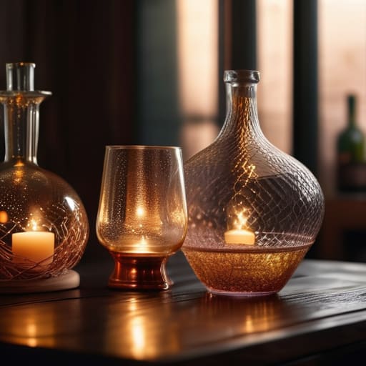 Ethereal fairy lights in glassware decor.