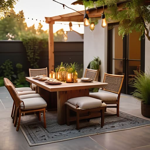 Preparing a festive backyard party setup.