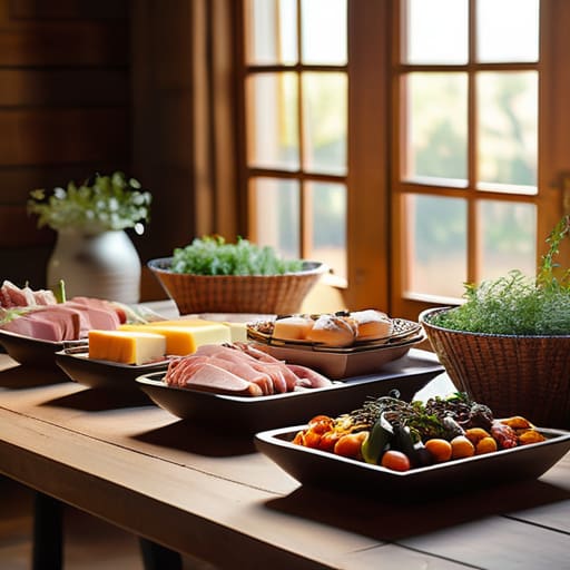 Delicious buffet style food arrangement.