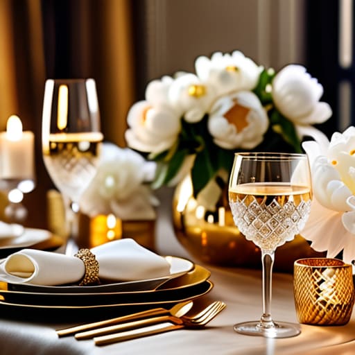 Elegant and glamorous party decor setup.