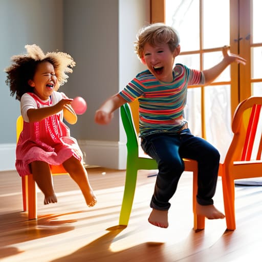 Children playing fun kids party games.