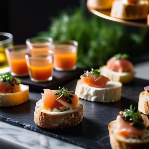 Delicious party appetizers for a cocktail party.