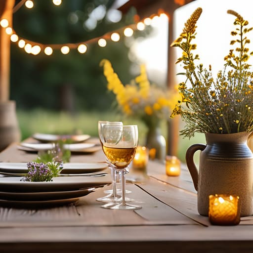 Elegant rustic party decor for celebrations.