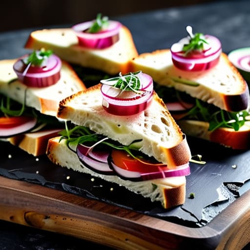 Preparing a professional sandwich platter.