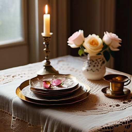 Elegant vintage party decor elements.