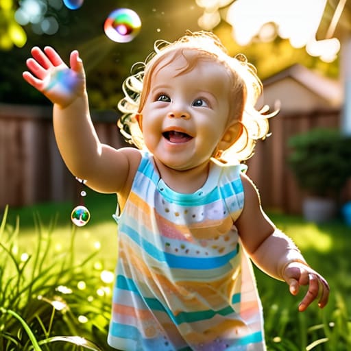 Toddler catching Bubbles, Bubbles Everywhere.