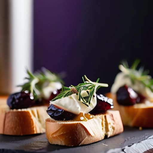Warm Crostini with a Twist and goat cheese.
