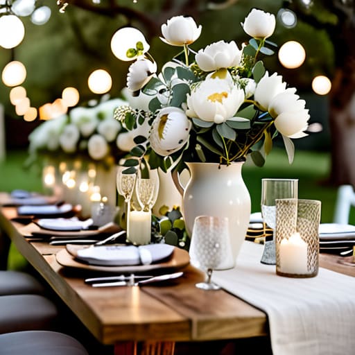 Sophisticated garden party decor styling.