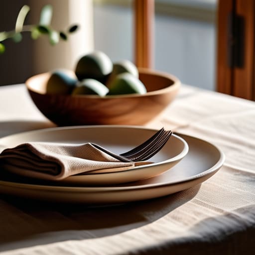 Elevated dining with textured linen napkins.