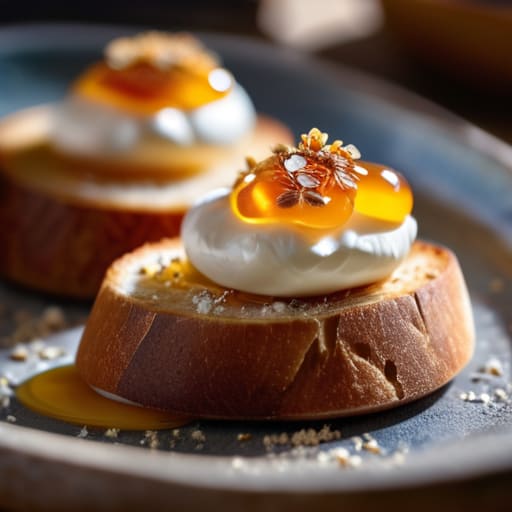 Whipped Ricotta & Honey Crostini on sourdough.