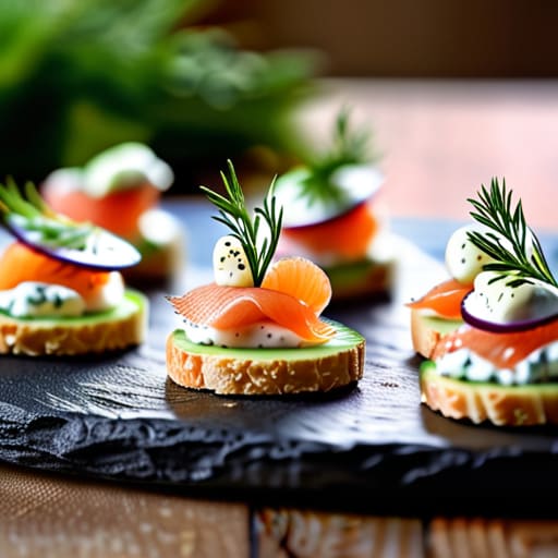 Elegant canapé recipes for party guests.